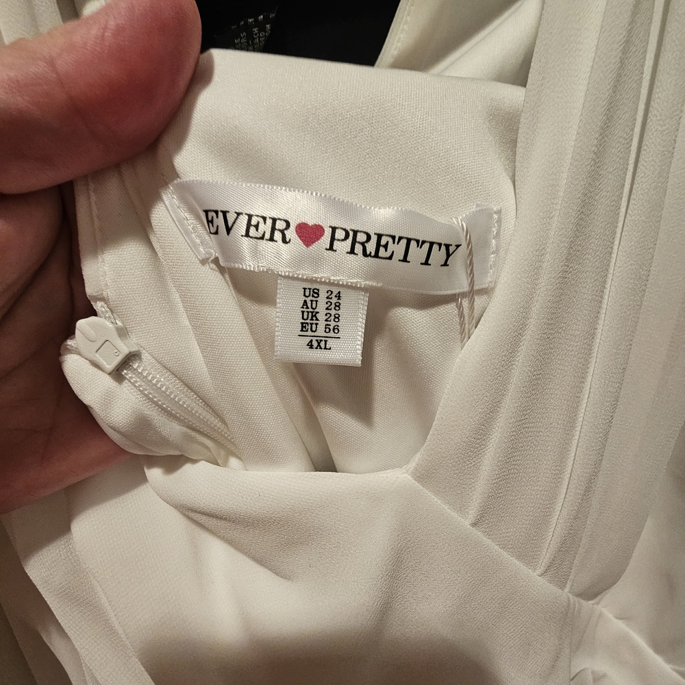 Ever Pretty 4X (3X) Elegant White Long-Sleeve Dress - Picture 8 of 14